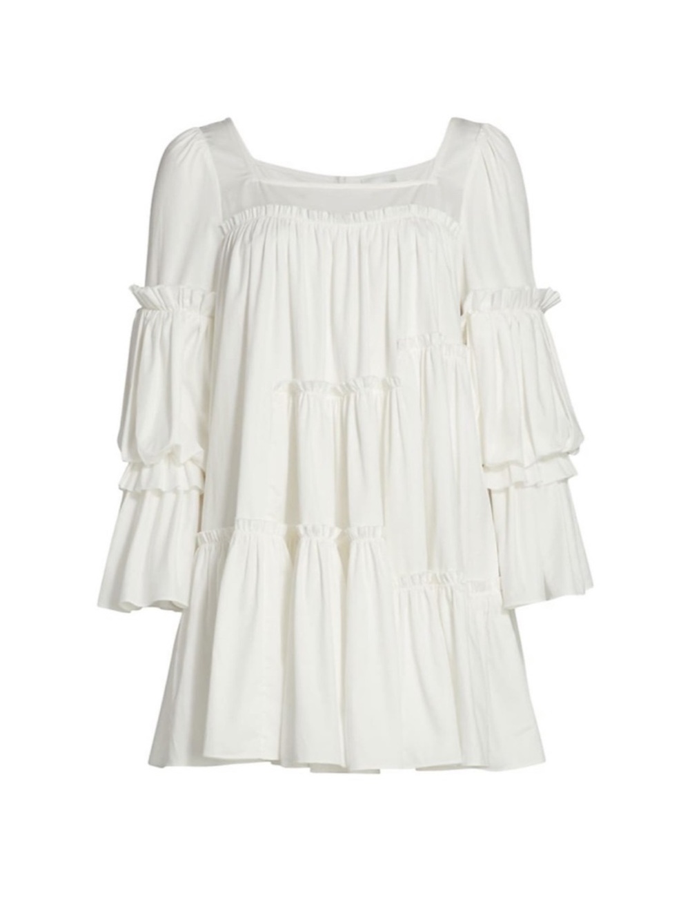 NWT Aje White Square Neck Ruffle Tiered Mini Dress Size 10 - Picture 6 of 14